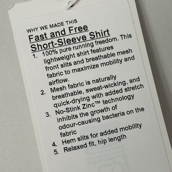 Lululemon •  Fast and Free Short-Sleeve Shirt • White • Small • NWT - Picture 11 of 13